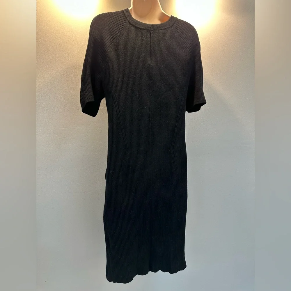 Tory Burch Gemma Polka Dot Sheath Dress Black White Merino Wool Size L